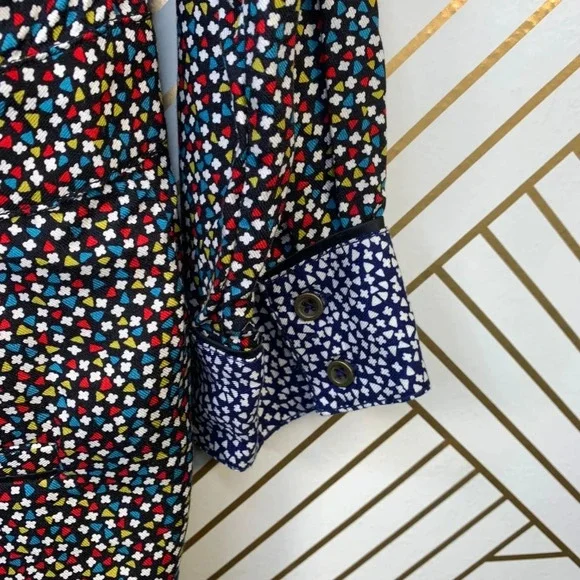 Anthropologie ett:twa Christene Silken Jumpsuit Long Sleeve Color Print Size 6
